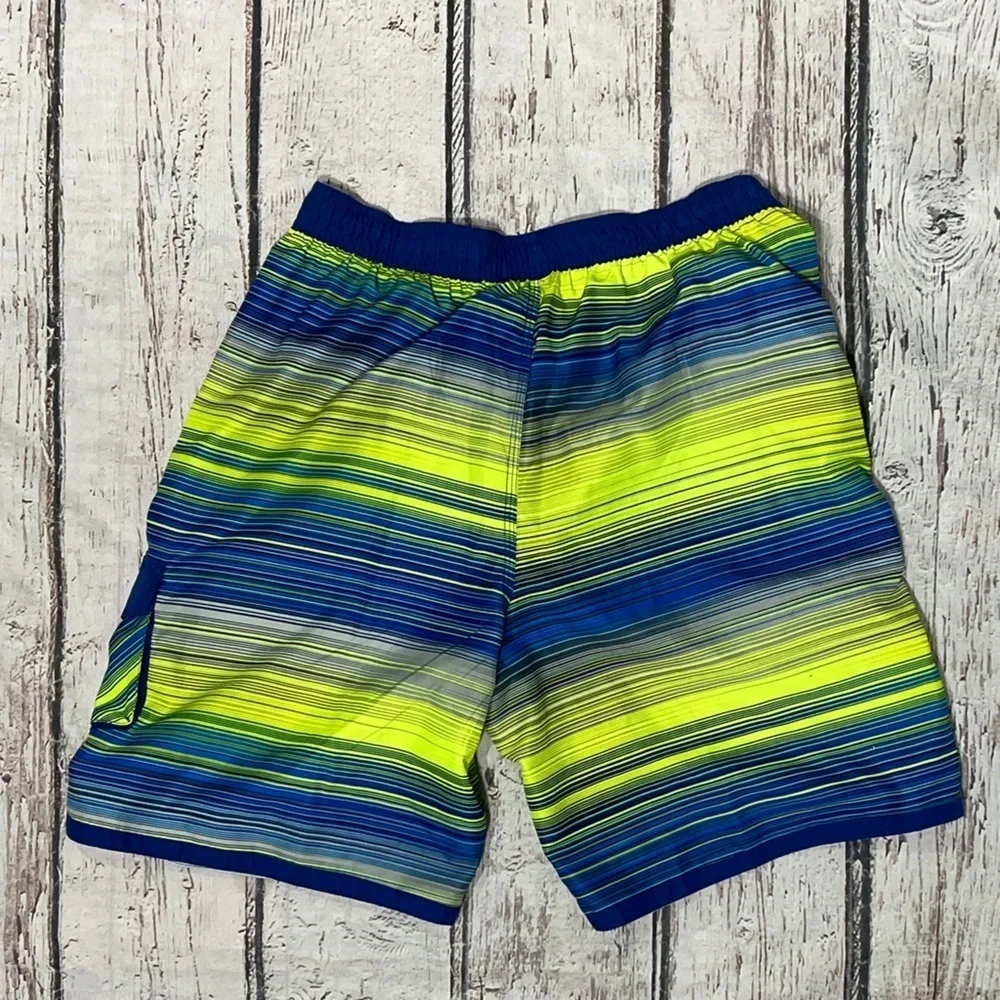 Nike Striped Swim Shorts in Blue and Yellow Swim Trunks Summer Bathing Suit